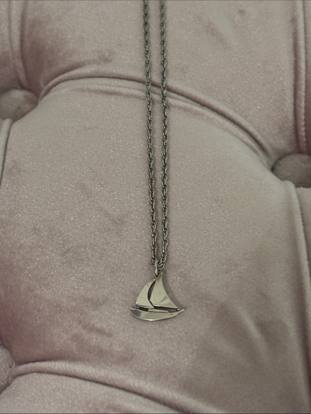 RETIRED James Avery Sterling Silver Sailboat Charm necklace